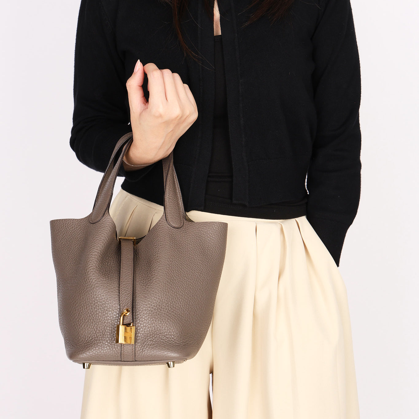 Hermès Picotin 18 Gris Meyer Clemence GHW