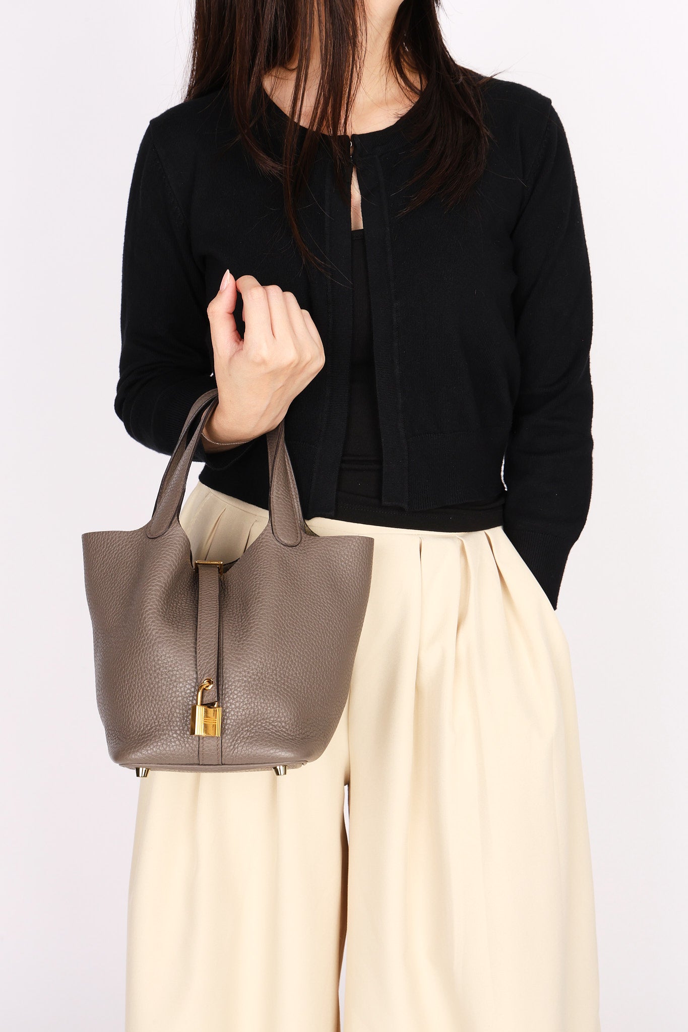 Hermès Picotin 18 Gris Meyer Clemence GHW