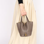 Hermès Picotin 18 Gris Meyer Clemence GHW