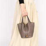 Hermès Picotin 18 Gris Meyer Clemence GHW