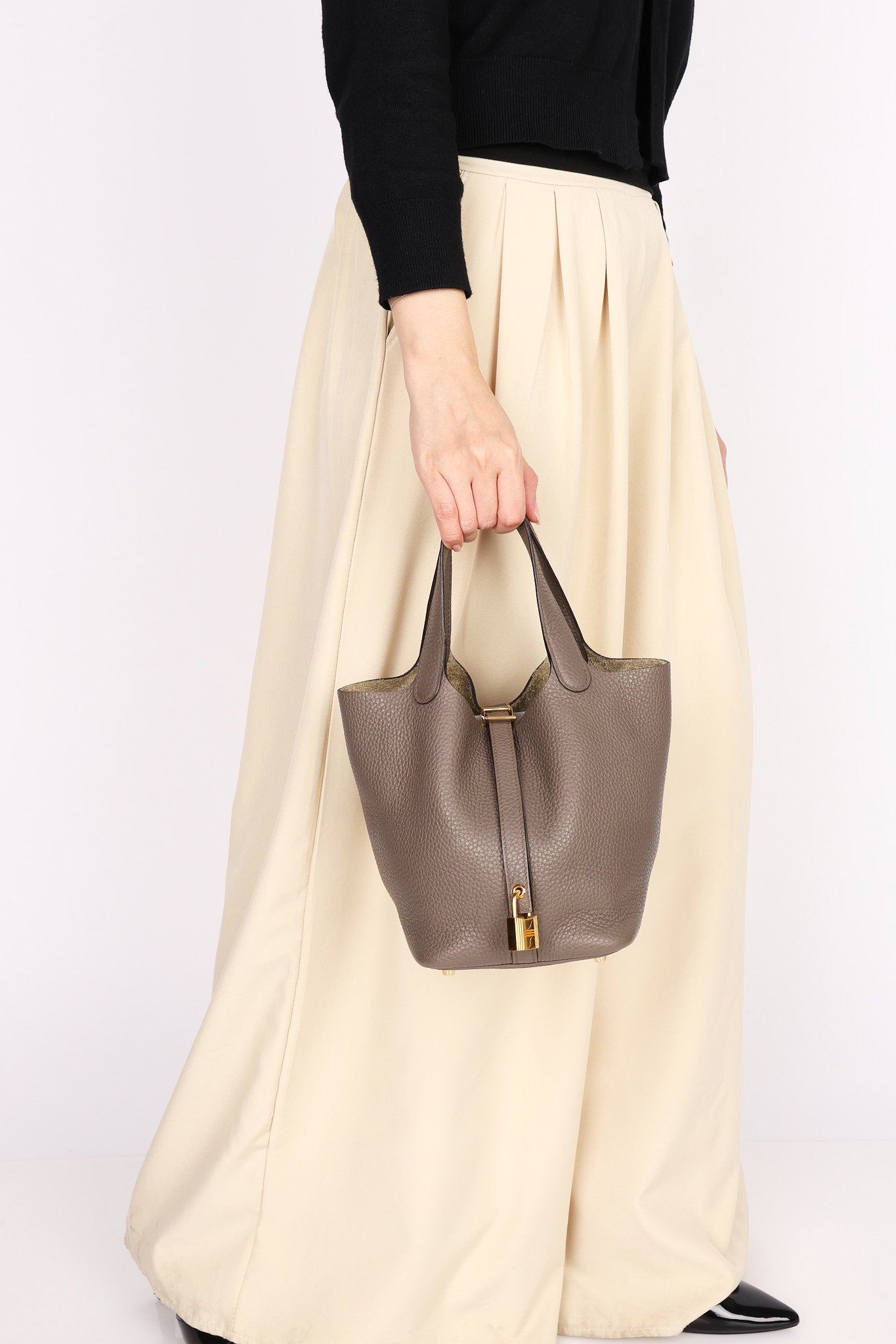 Hermès Picotin 18 Gris Meyer Clemence GHW