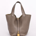 Hermès Picotin 18 Gris Meyer Clemence GHW