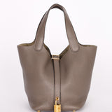 Hermès Picotin 18 Gris Meyer Clemence GHW