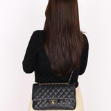 Chanel Medium Classic Double Flap Black Caviar 24K GP