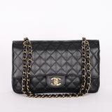 Chanel Medium Classic Double Flap Black Caviar 24K GP