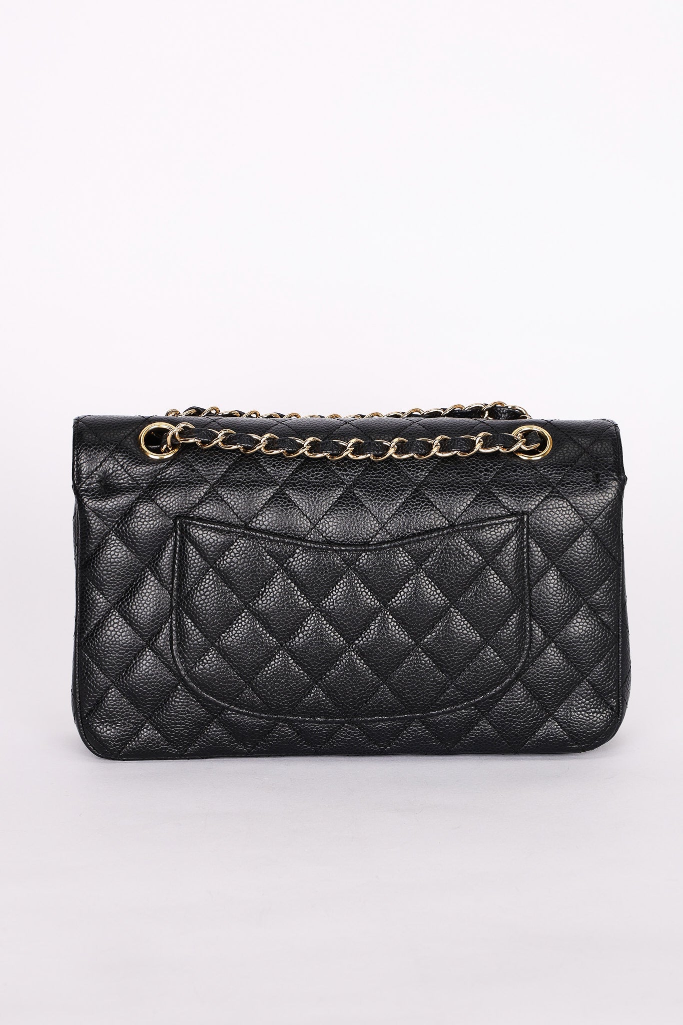 Chanel Medium Classic Double Flap Black Caviar 24K GP