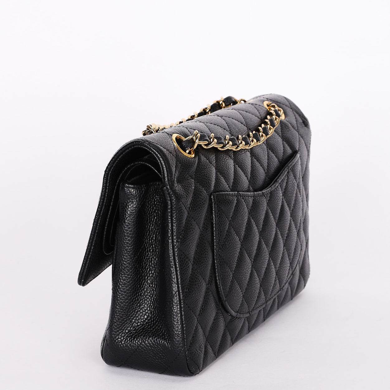 Chanel Medium Classic Double Flap Black Caviar 24K GP