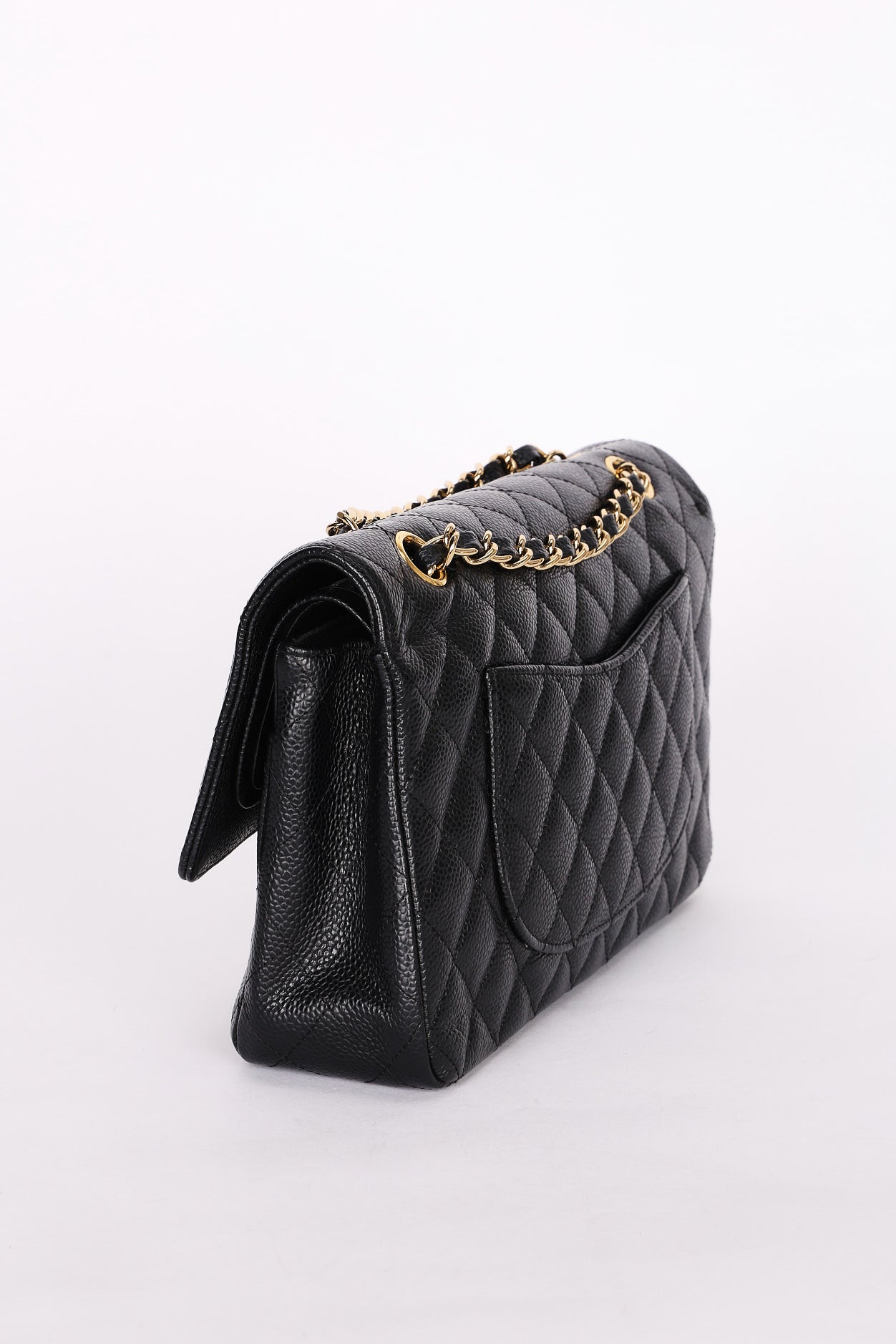 Chanel Medium Classic Double Flap Black Caviar 24K GP