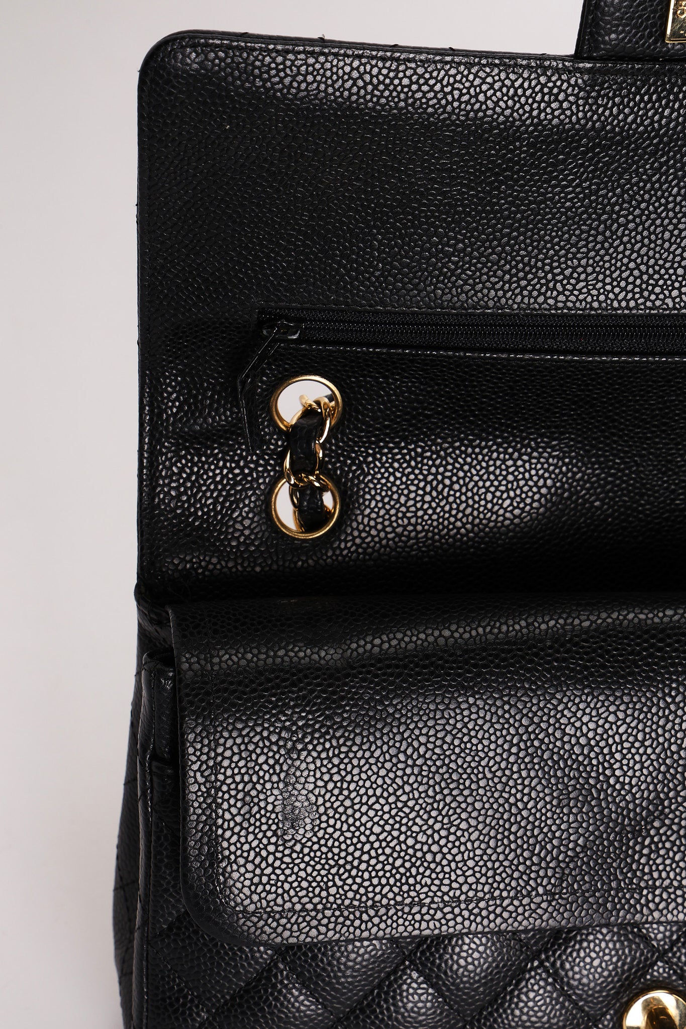 Chanel Medium Classic Double Flap Black Caviar 24K GP