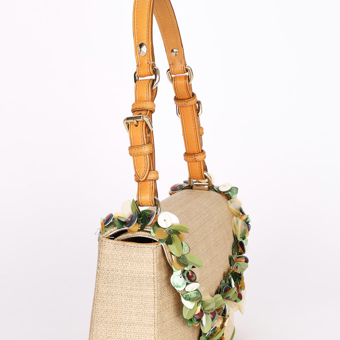 Dior Beaded Tweed Double Flap Top Handle Bag
