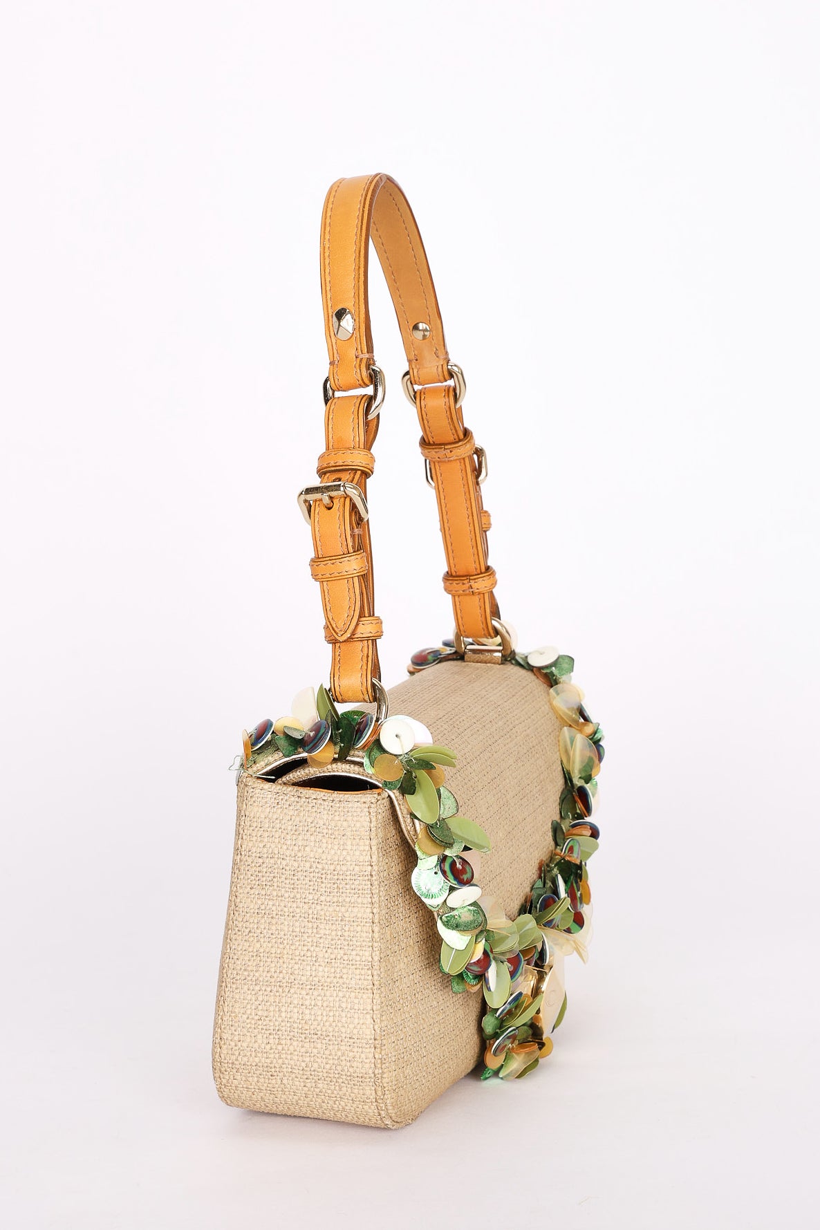 Dior Beaded Tweed Double Flap Top Handle Bag