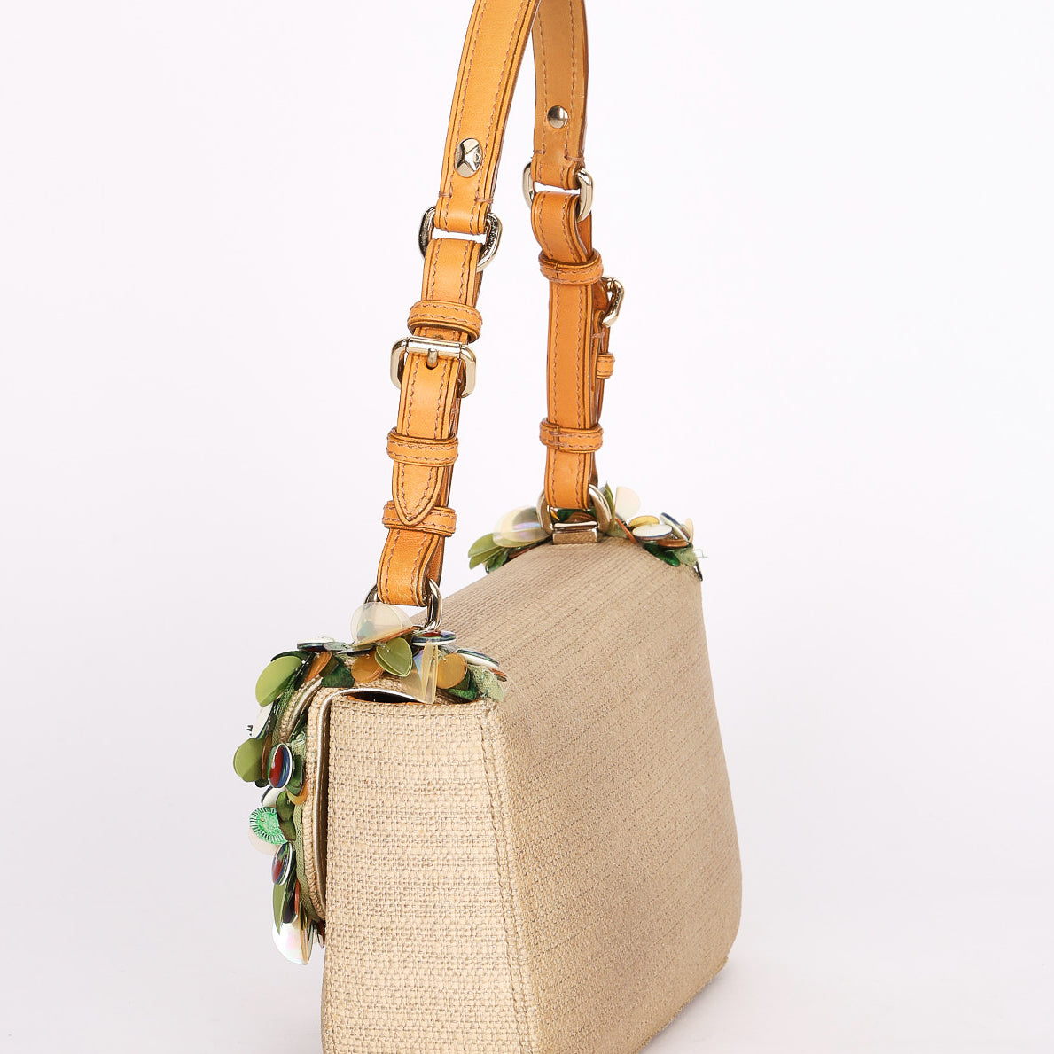 Dior Beaded Tweed Double Flap Top Handle Bag