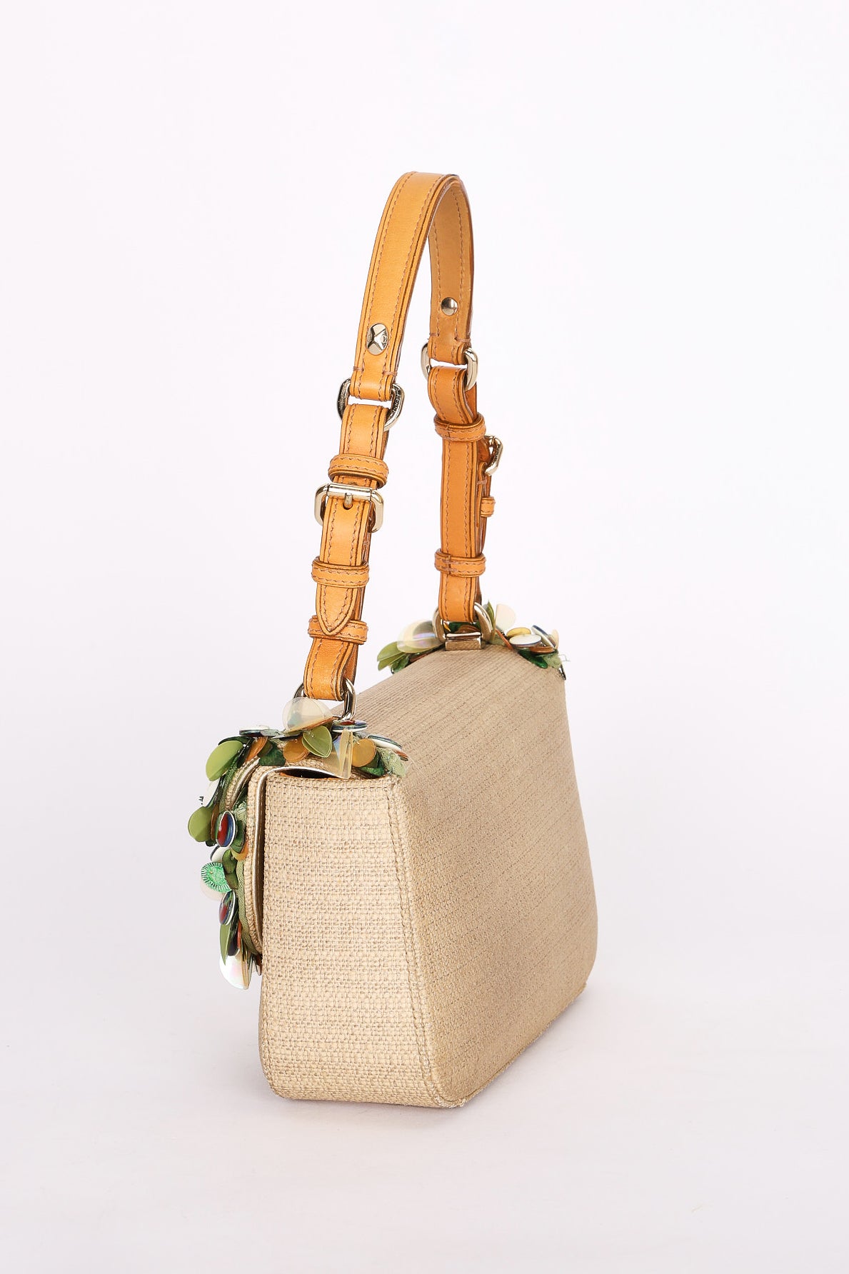Dior Beaded Tweed Double Flap Top Handle Bag