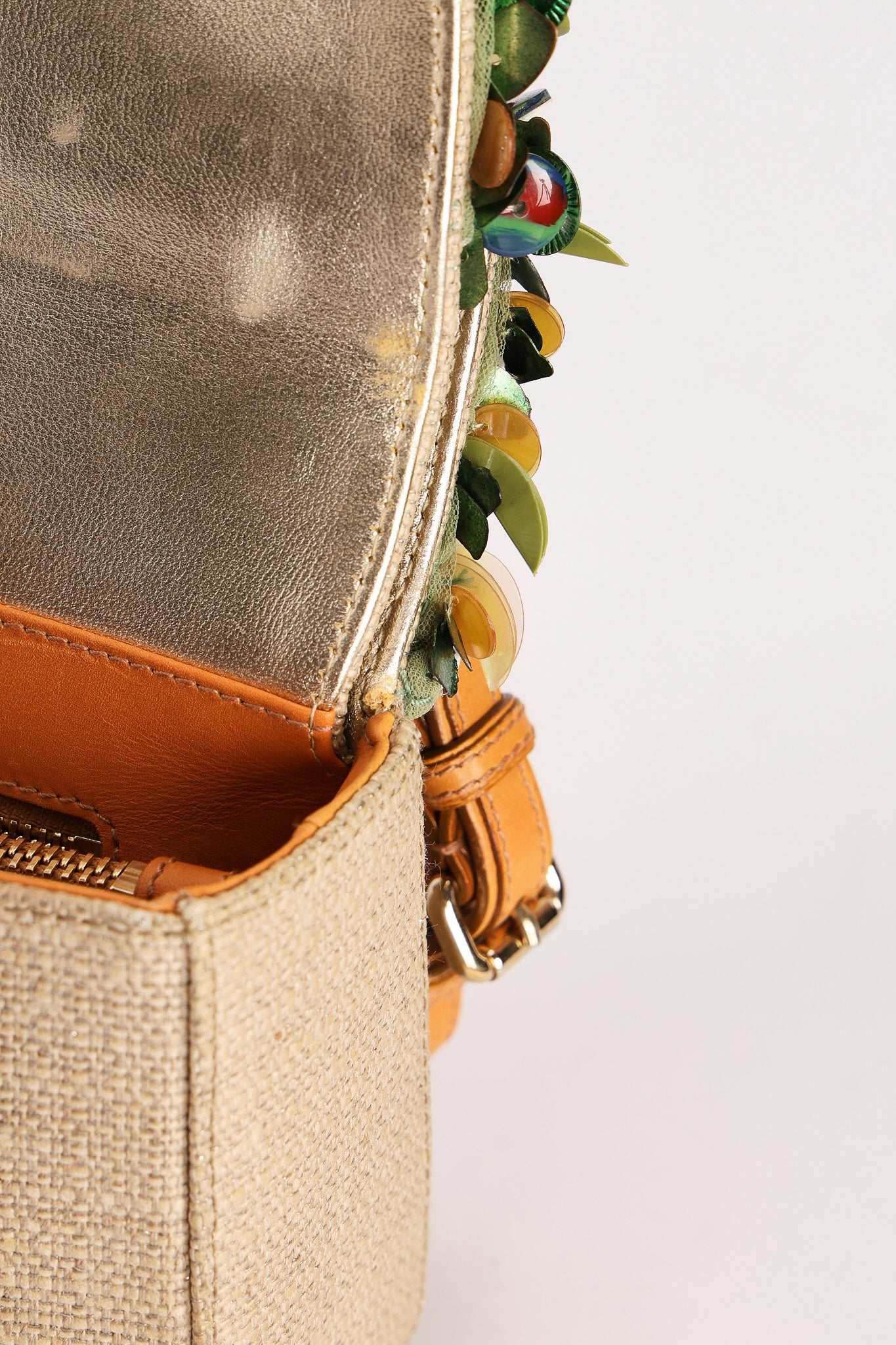 Dior Beaded Tweed Double Flap Top Handle Bag