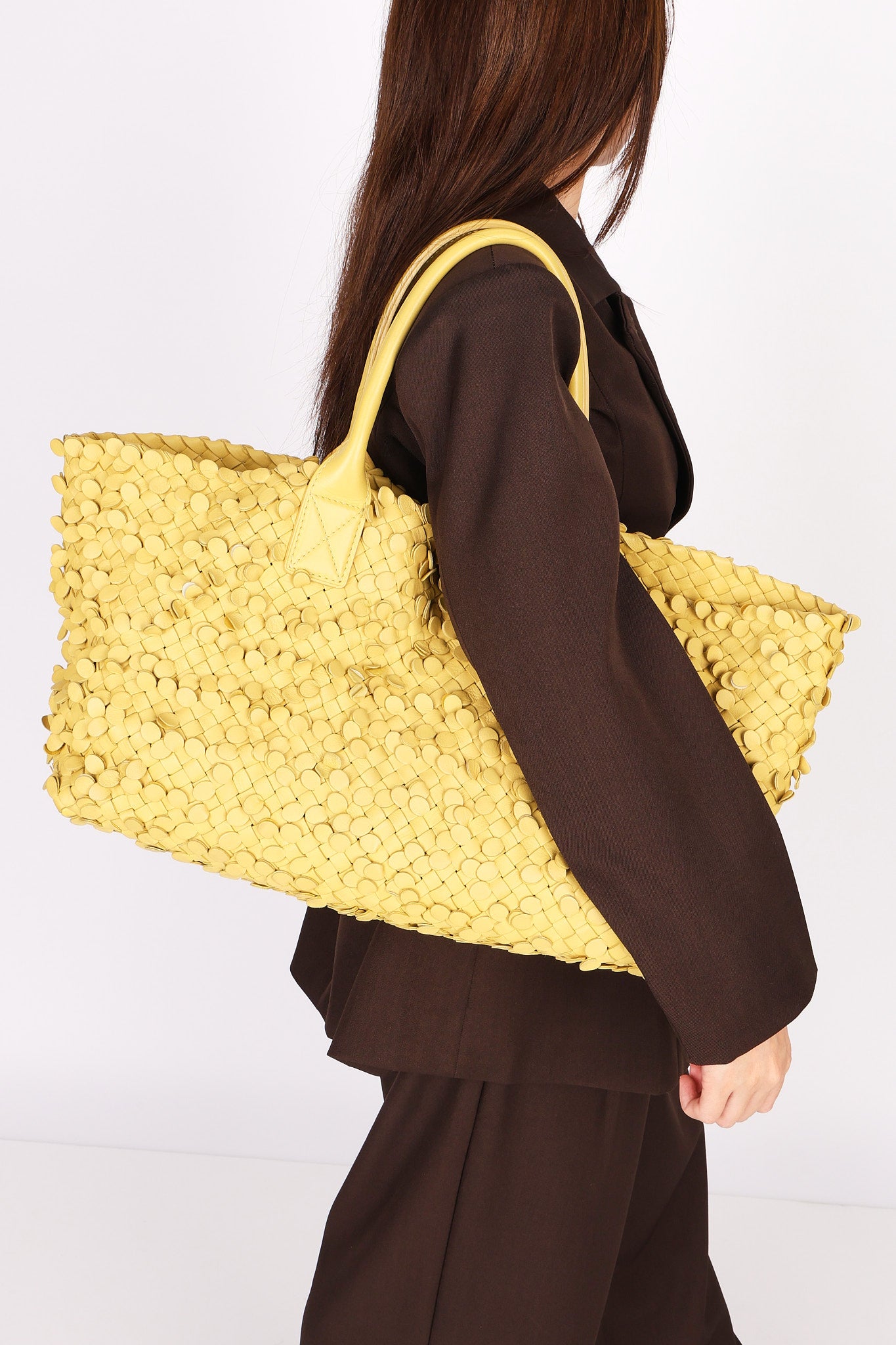 Limited Edition Bottega Veneta Medium Intrecciato Paillettes Cabat Tote Yellow