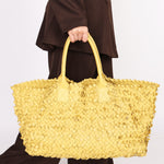 Limited Edition Bottega Veneta Medium Intrecciato Paillettes Cabat Tote Yellow