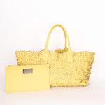 Bottega Veneta Small Tote - Yellow Woven/Applique Leather