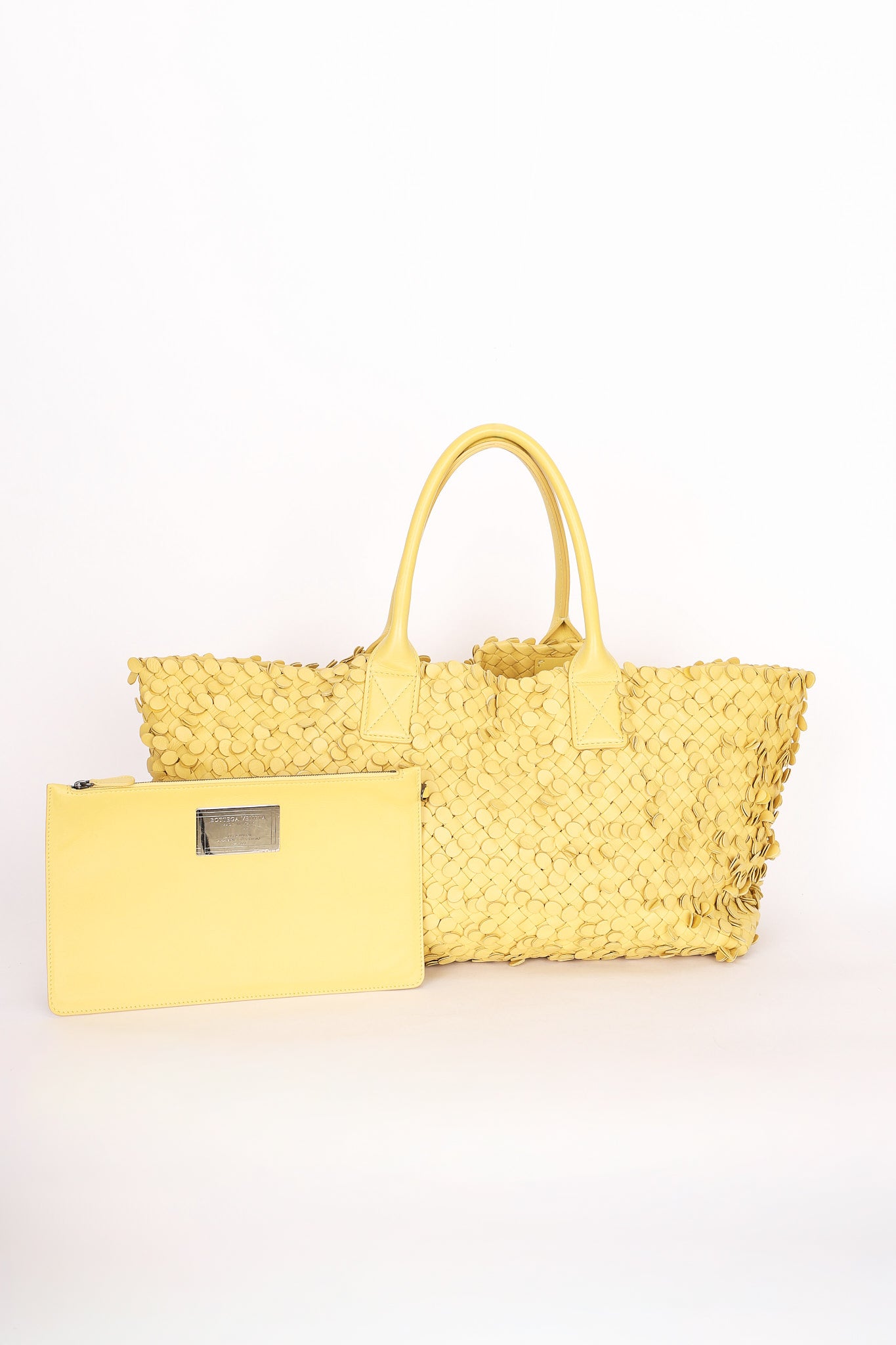 Bottega Veneta Small Tote - Yellow Woven/Applique Leather