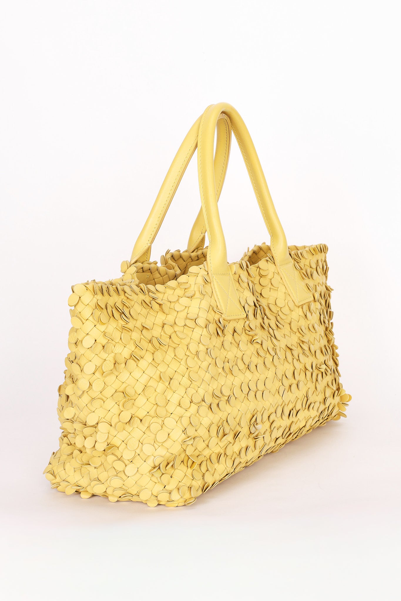 Bottega Veneta Small Tote - Yellow Woven/Applique Leather