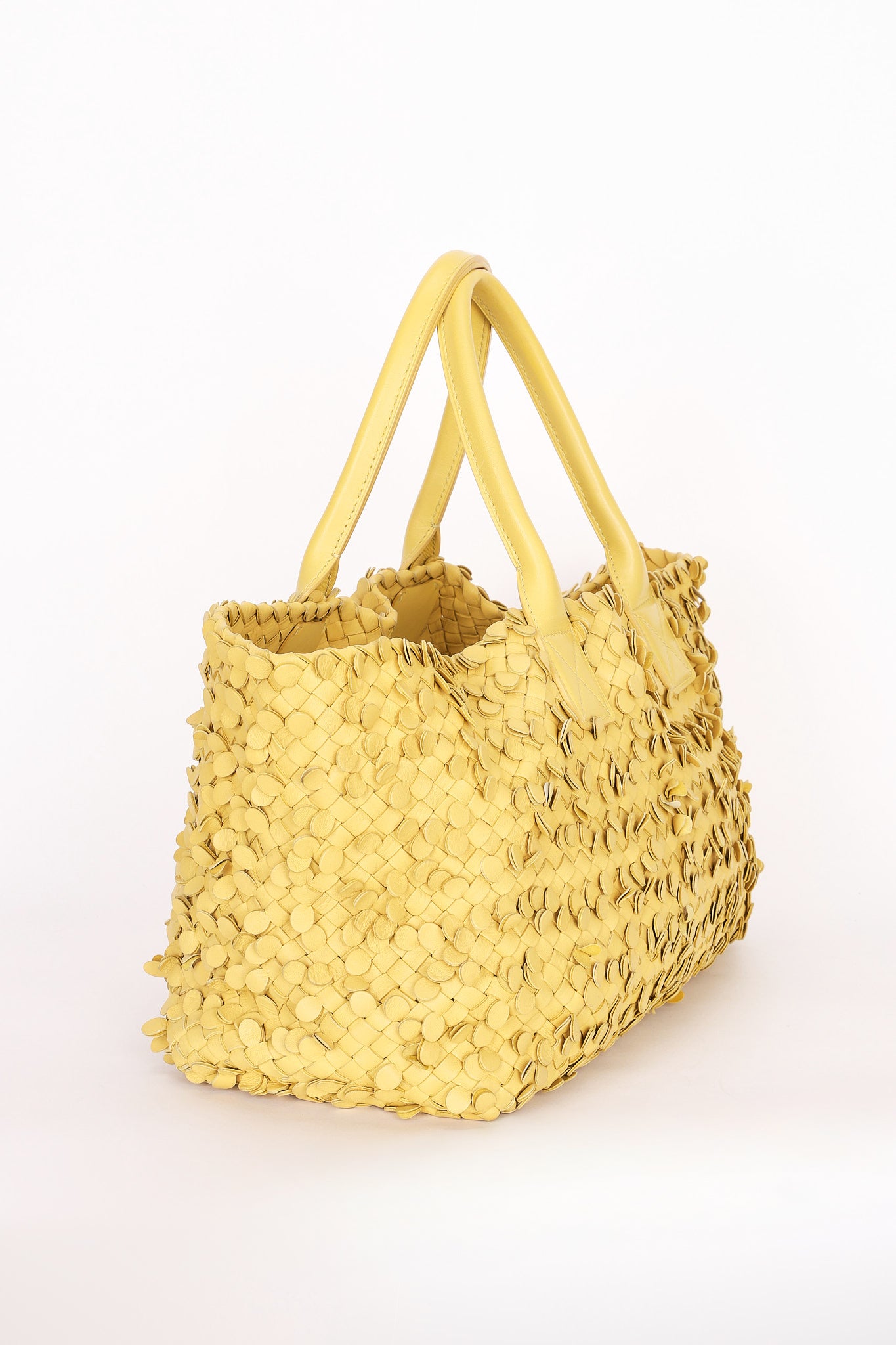 Bottega Veneta Small Tote - Yellow Woven/Applique Leather