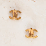 Vintage Chanel 2002 CC Clip-On Aged Earrings 24K GP