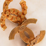 Vintage Chanel 2002 CC Clip-On Aged Earrings 24K GP