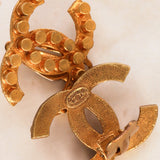 Vintage Chanel 2002 CC Clip-On Aged Earrings 24K GP