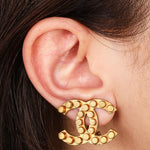 Vintage Chanel 2002 CC Clip-On Aged Earrings 24K GP
