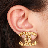 Vintage Chanel 2002 CC Clip-On Aged Earrings 24K GP