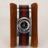 Gucci Twirl Bangle Quartz Watch - Silver-Tone, Red/Green Web Bezel 16mm