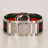 Gucci Twirl Bangle Quartz Watch - Silver-Tone, Red/Green Web Bezel 16mm