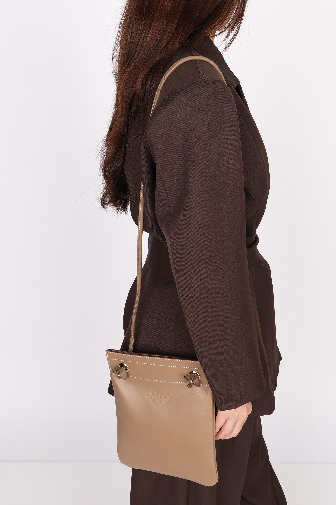 Hermès Aline Mini Crossbody Bag Etoupe Swift and Milo Lambskin 2019 PHW