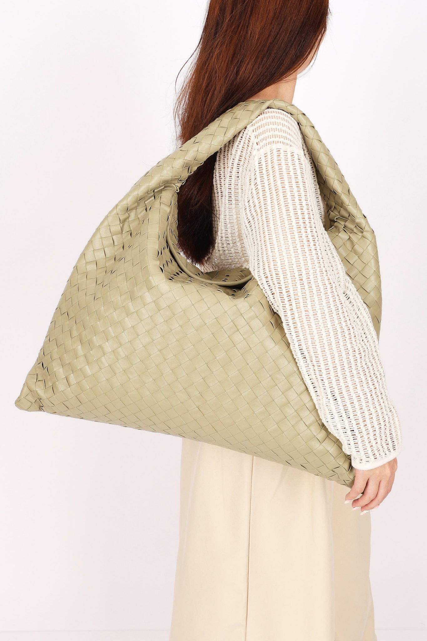 Bottega Veneta Intrecciato Hop Hobo Sage Green