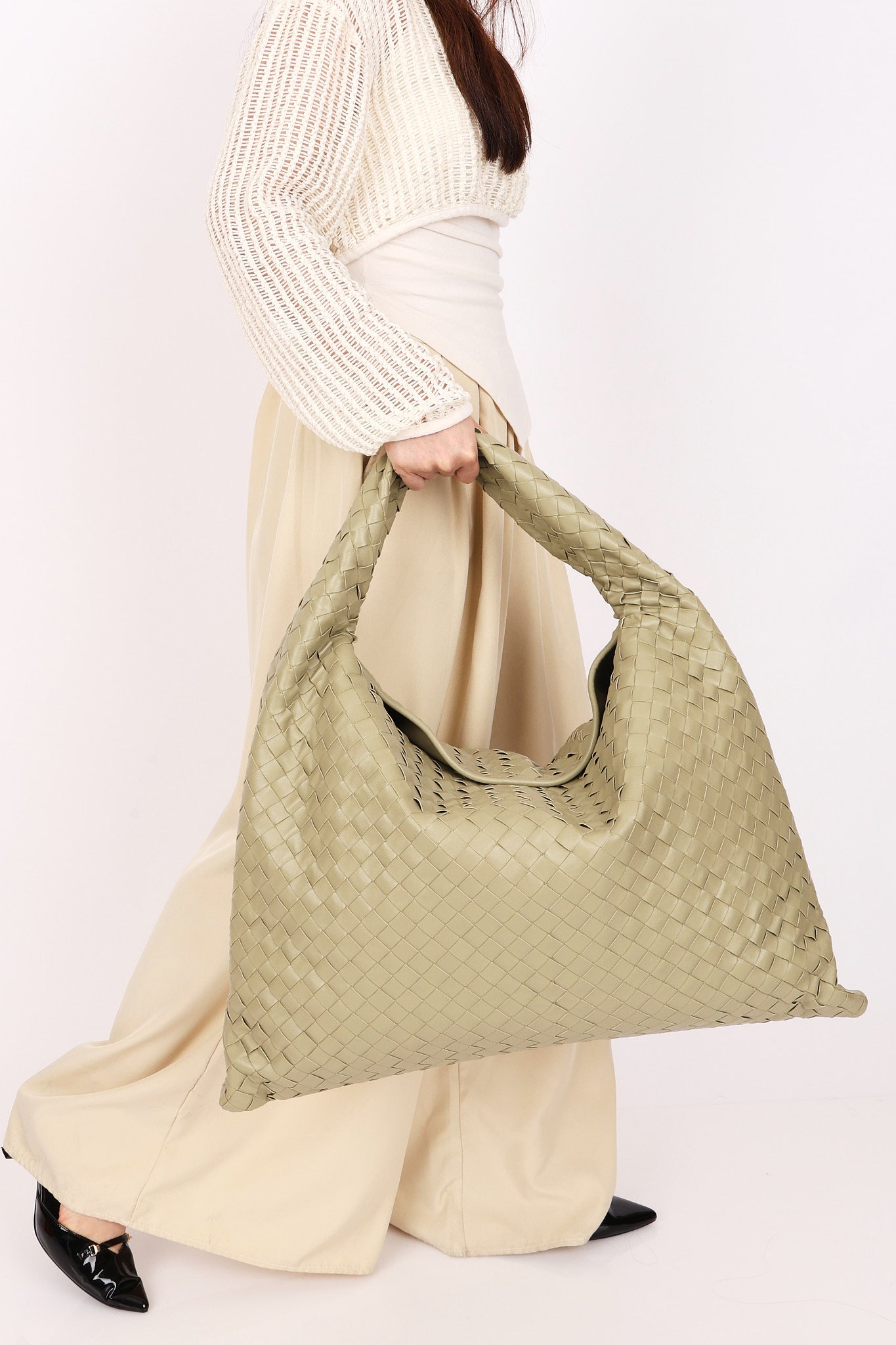 Bottega Veneta Intrecciato Hop Hobo Sage Green