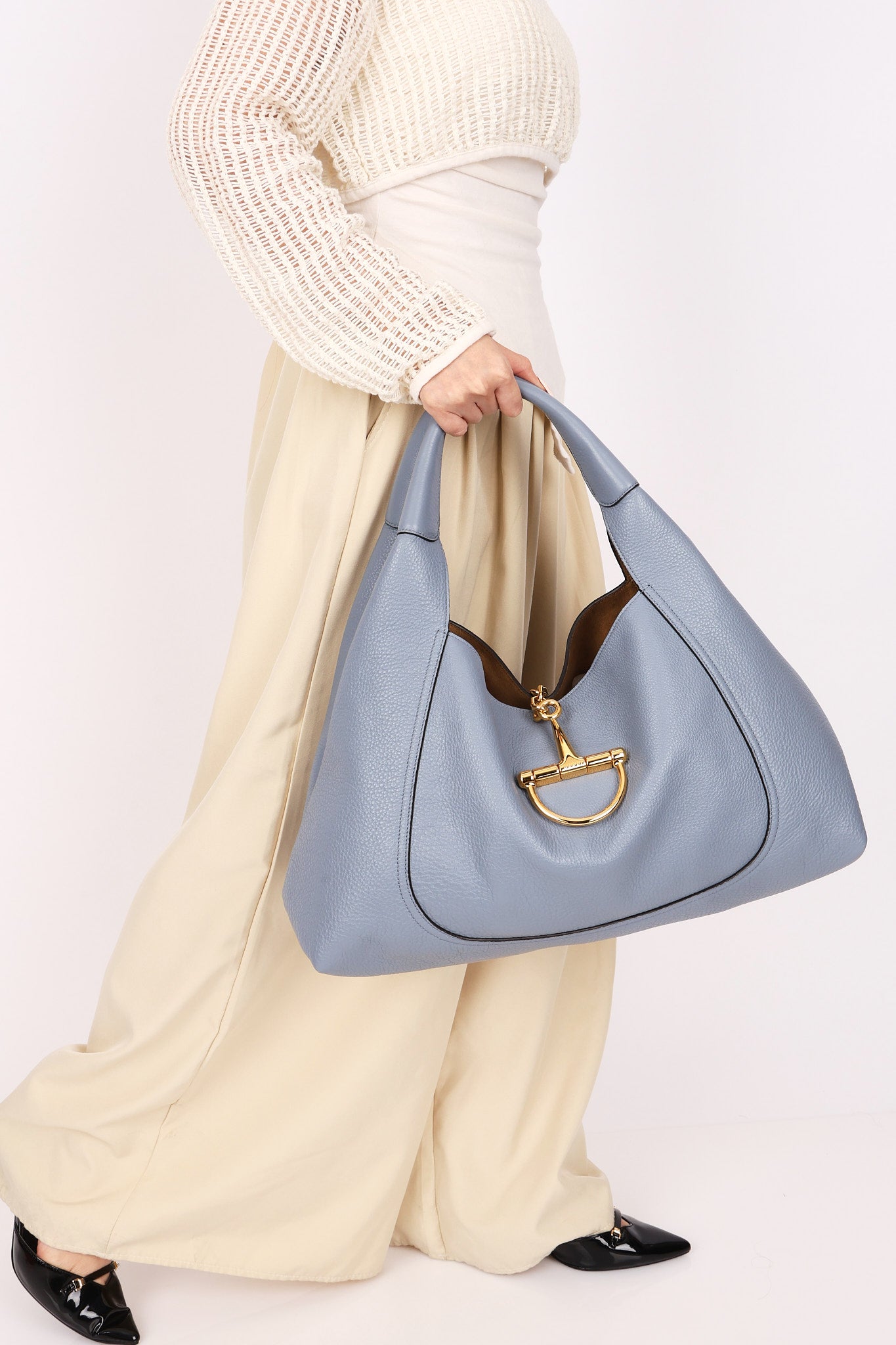 Gucci Maxi Softbit Shoulder Bag Dusty Blue