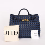 Bottega Veneta Medium Denim and Lambskin Intrecciato Andiamo Bag