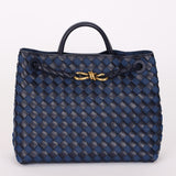 Bottega Veneta Medium Denim and Lambskin Intrecciato Andiamo Bag