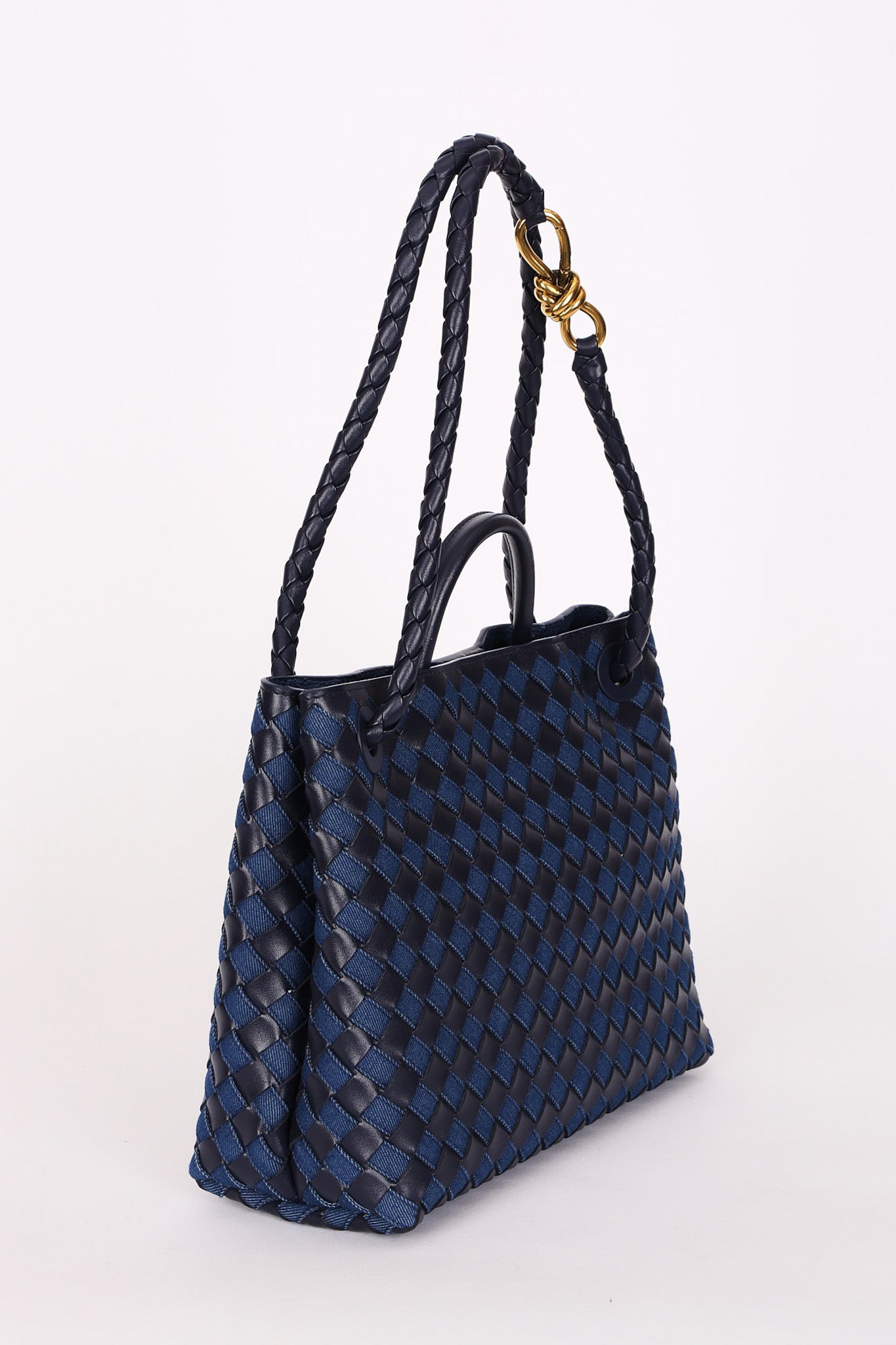 Bottega Veneta Medium Denim and Lambskin Intrecciato Andiamo Bag