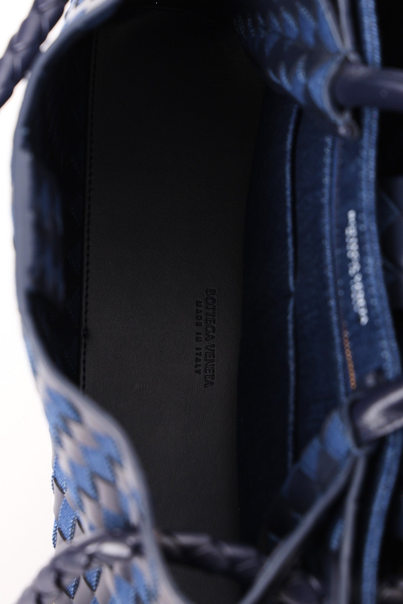 Bottega Veneta Medium Denim and Lambskin Intrecciato Andiamo Bag