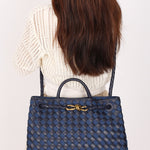 Bottega Veneta Medium Denim and Lambskin Intrecciato Andiamo Bag