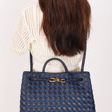 Bottega Veneta Medium Denim and Lambskin Intrecciato Andiamo Bag