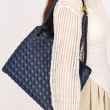Bottega Veneta Medium Denim and Lambskin Intrecciato Andiamo Bag