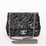 Chanel Mini Chain Flap - Black CC-Logo Embellished Sequin/Tweed