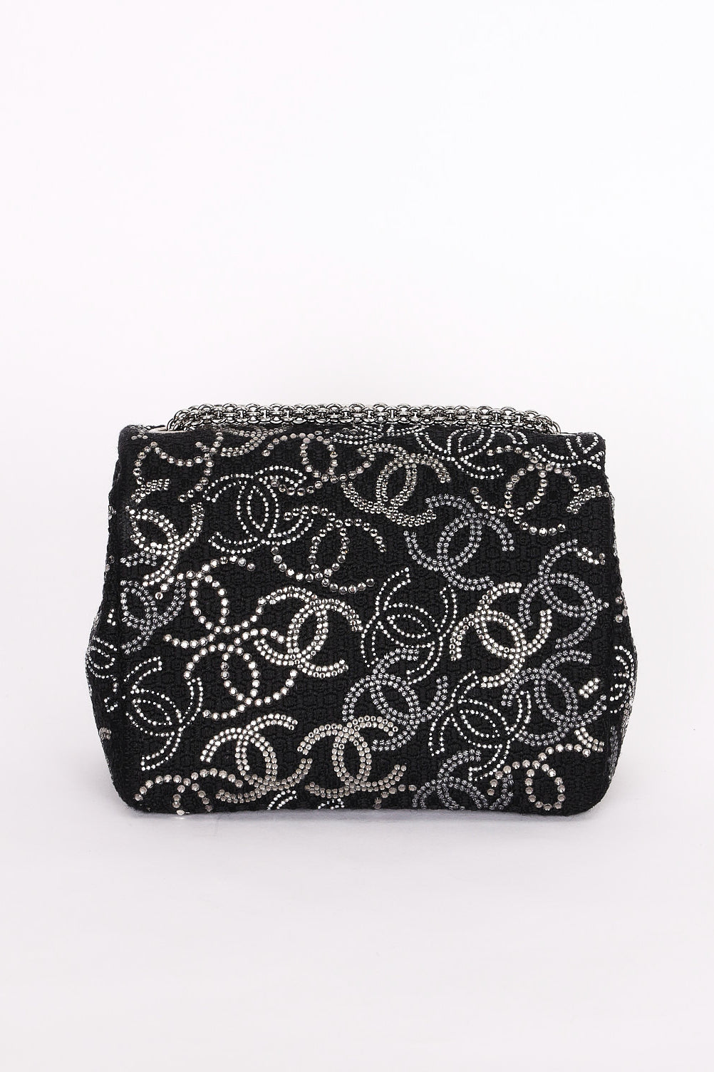 Chanel Mini Chain Flap - Black CC-Logo Embellished Sequin/Tweed