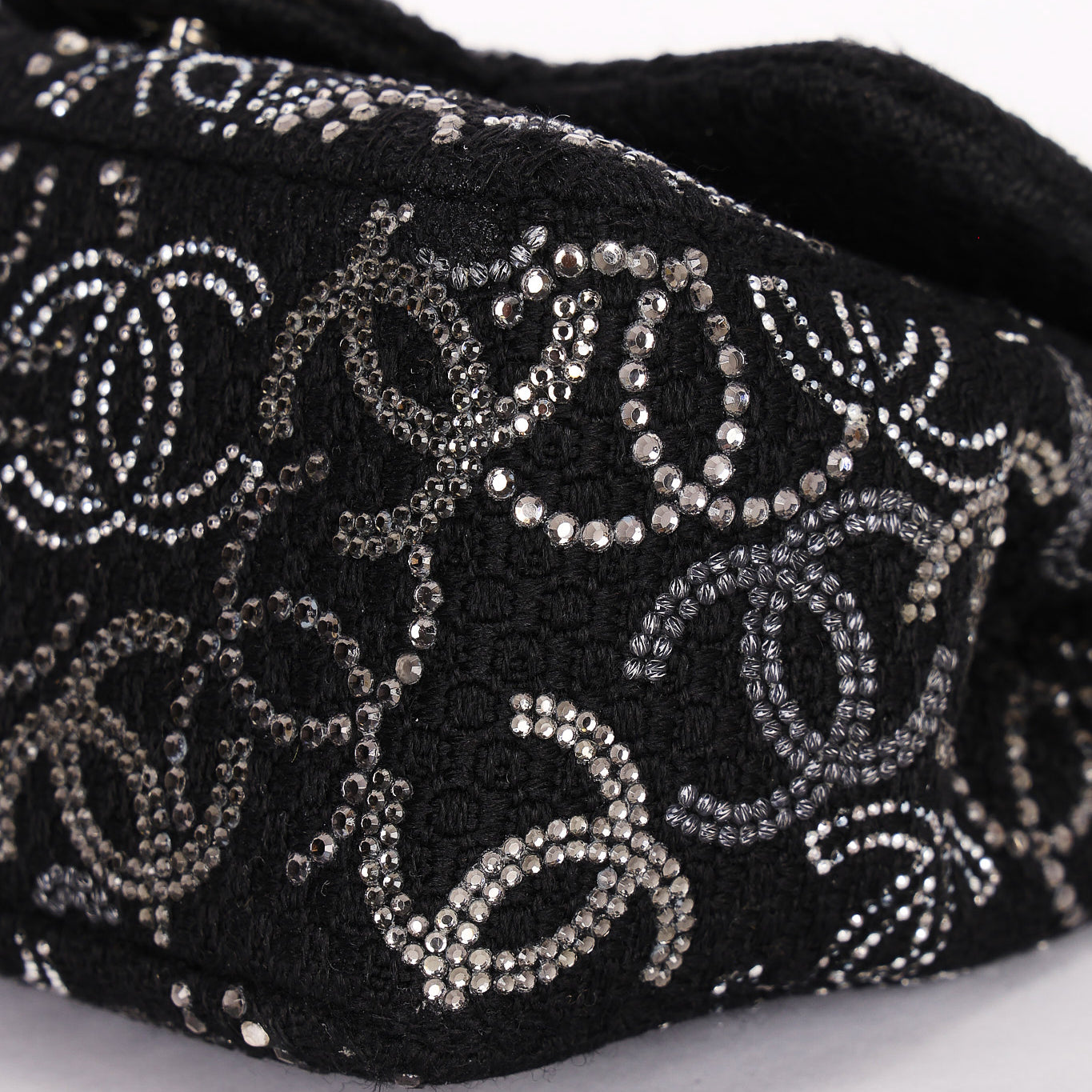 Chanel Mini Chain Flap - Black CC-Logo Embellished Sequin/Tweed