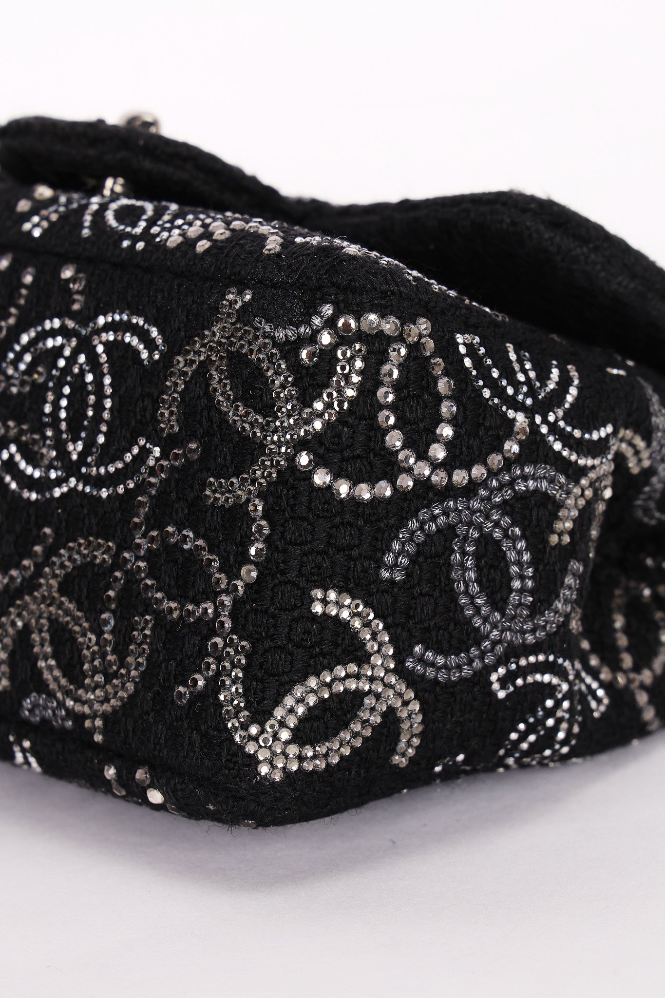 Chanel Mini Chain Flap - Black CC-Logo Embellished Sequin/Tweed