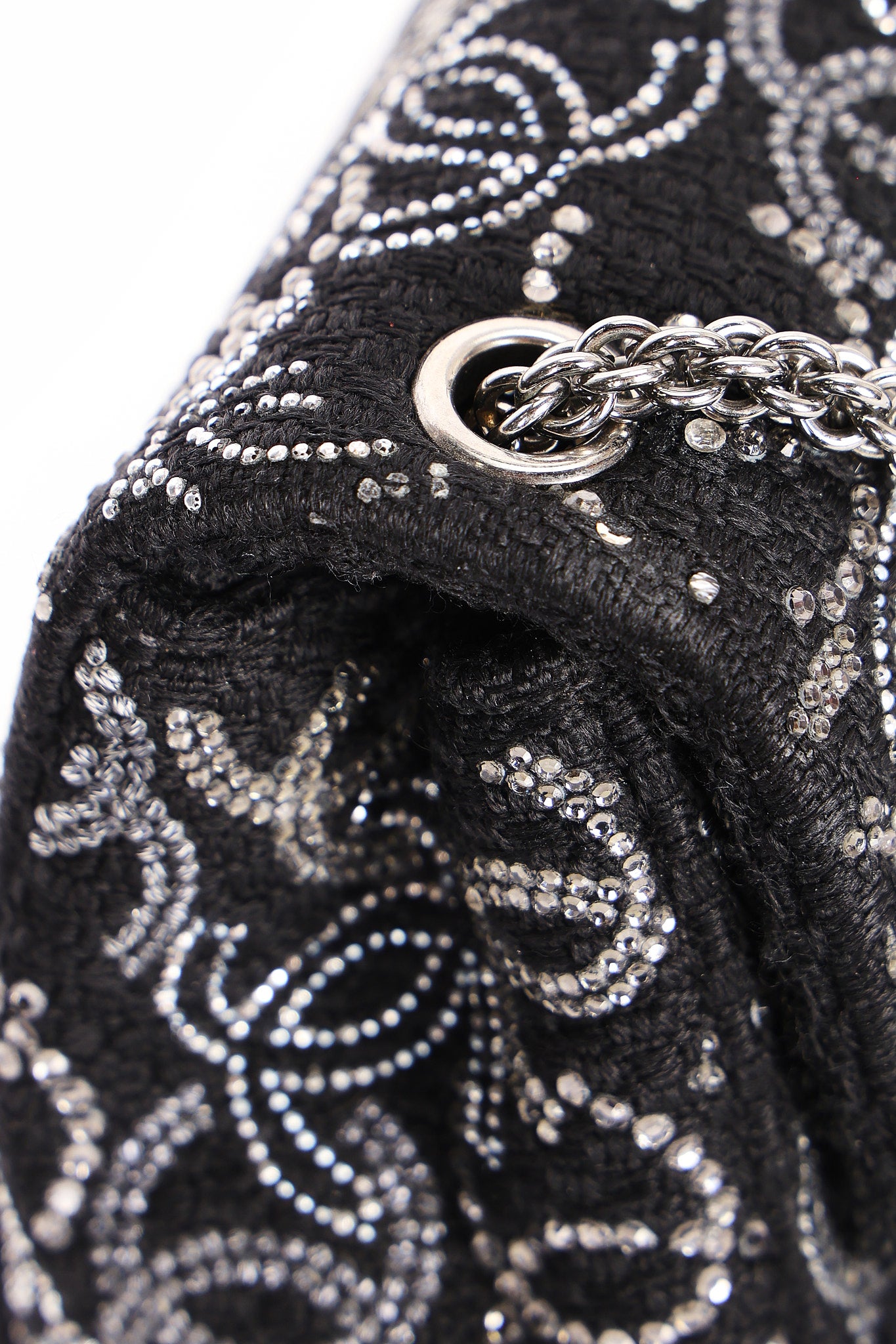 Chanel Mini Chain Flap - Black CC-Logo Embellished Sequin/Tweed