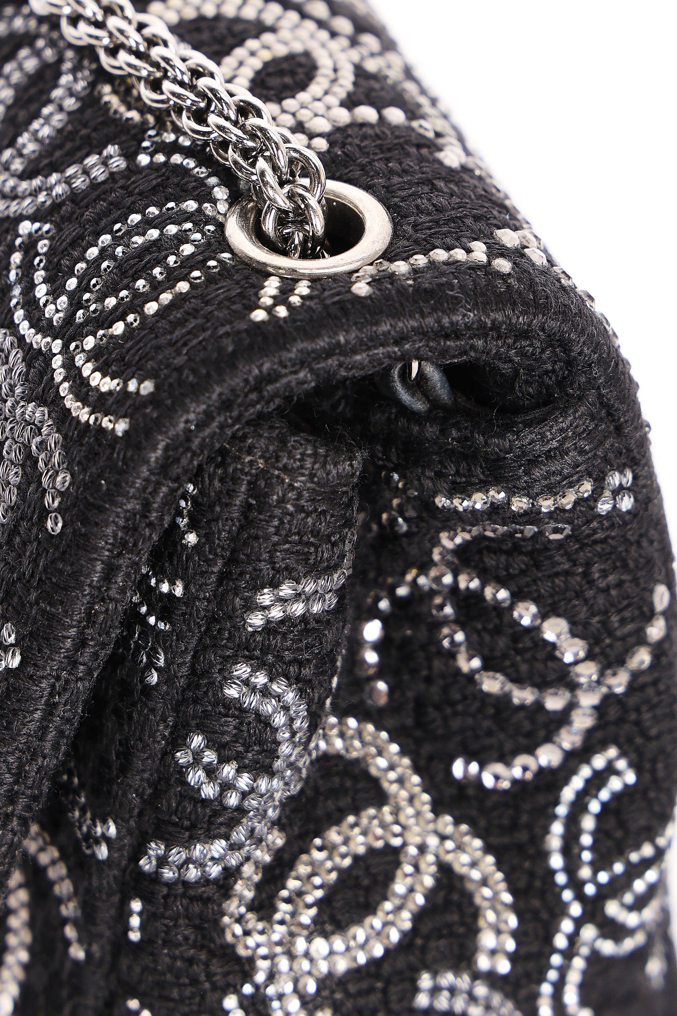 Chanel Mini Chain Flap - Black CC-Logo Embellished Sequin/Tweed
