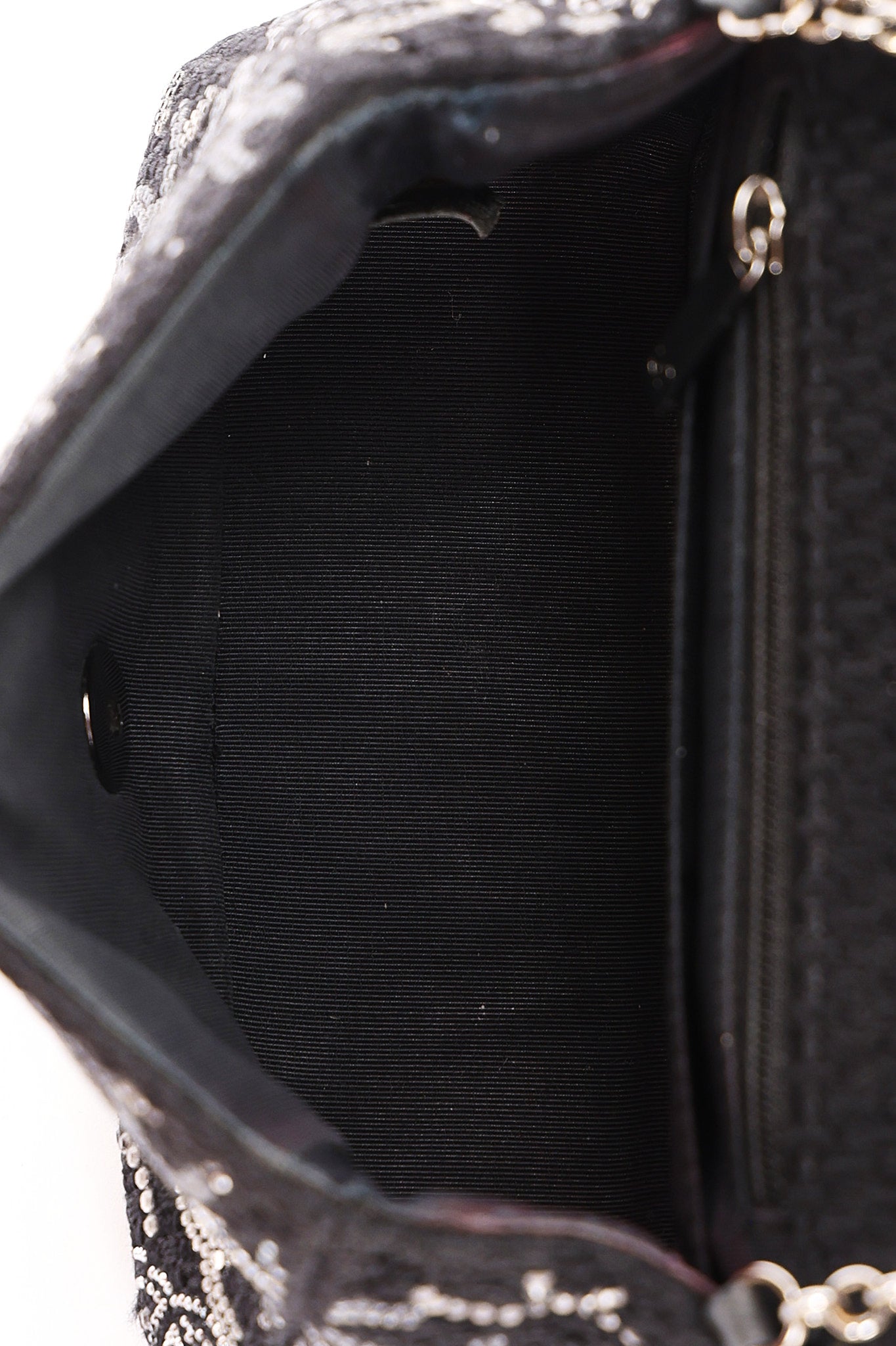 Chanel Mini Chain Flap - Black CC-Logo Embellished Sequin/Tweed