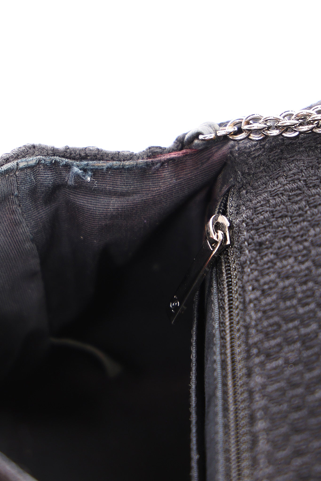 Chanel Mini Chain Flap - Black CC-Logo Embellished Sequin/Tweed
